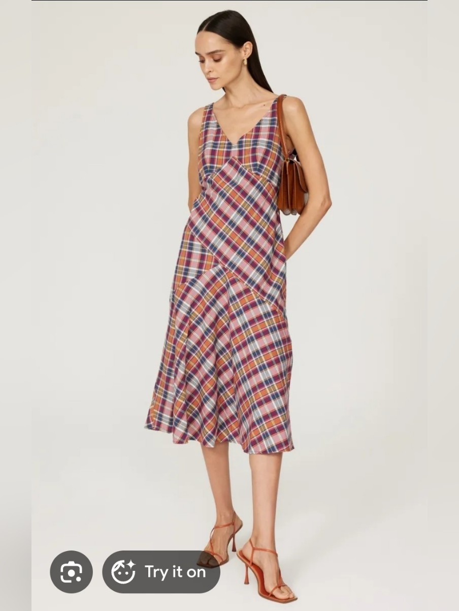 Lauren Ralph Lauren Multi Belted Cotton Madras Sleeveless Dress Size 8 Nwt $195